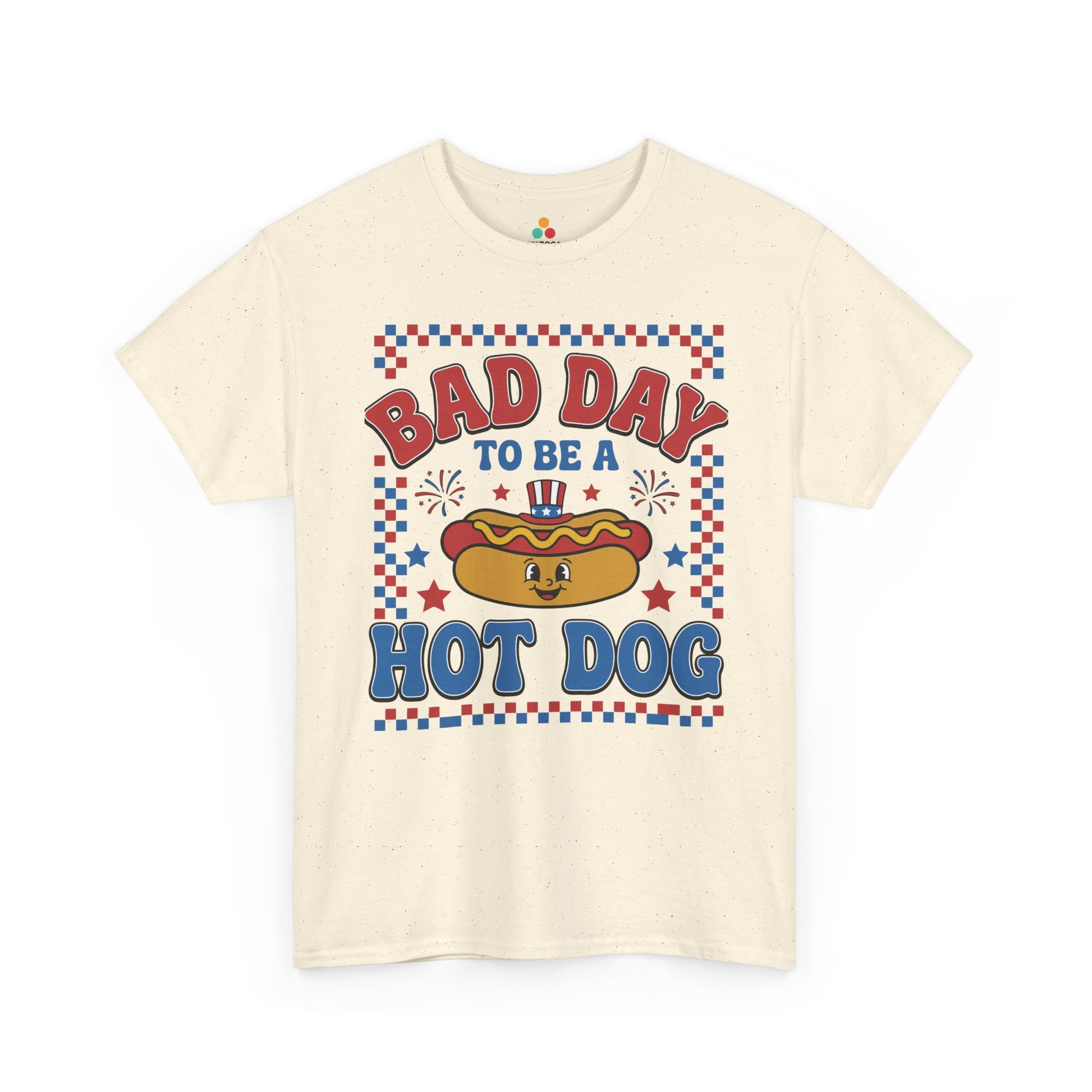 TEEZOCA funny hot dog t shirts design with patriotic food pun, cartoon hot dog, fireworks, and Independence Day cookout style.

