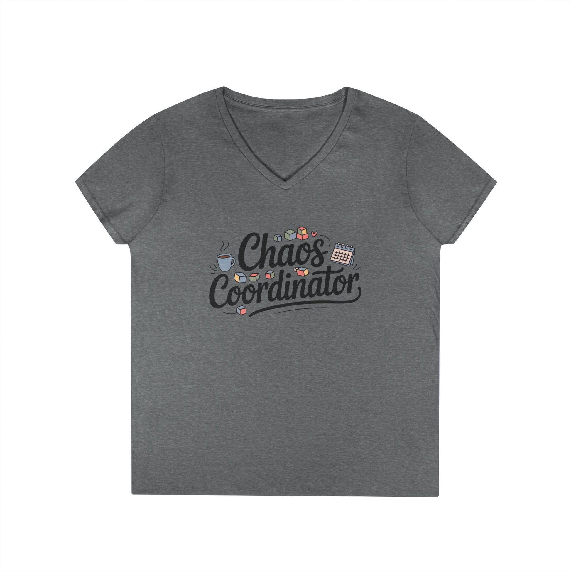 Chaos Coordinator Cute Minimalist Mom Life V-Neck T-Shirt for Women | TEEZOCA 