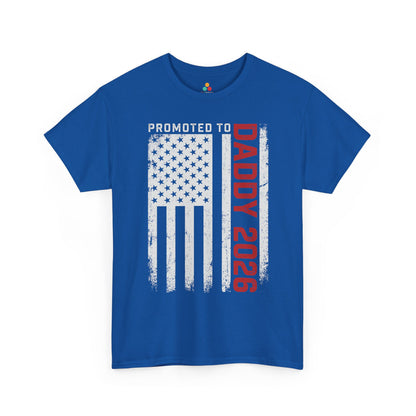 Promoted to Daddy 2026 American Flag Funny Gift Unisex T-shirt | TEEZOCA 