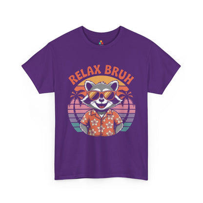 Relax Bruh Raccoon Retro Sunset Vacation T-Shirt | TEEZOCA 