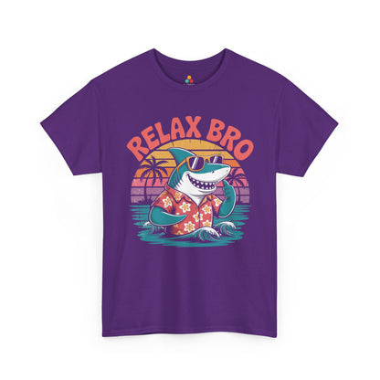 Relax Bro Retro Shark Sunset Vacation Unisex T-shirt | TEEZOCA 