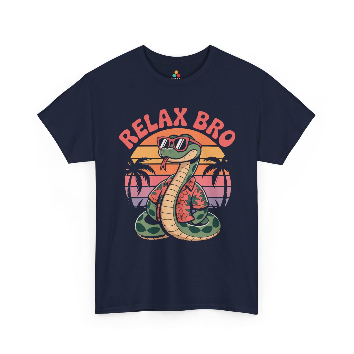 Relax Bro Snake Retro Sunset Palm Graphic T-Shirt | TEEZOCA 