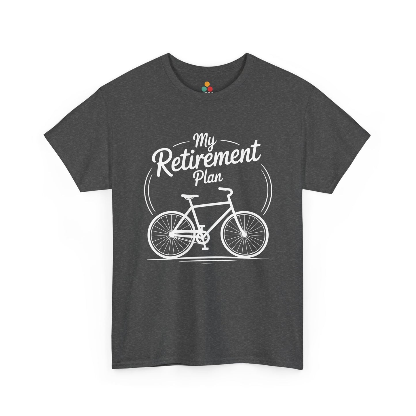 TEEZOCA gray Bike Retirement Plan pun tee shown flat.