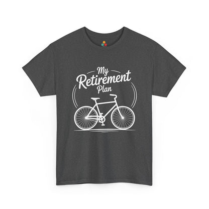 TEEZOCA gray Bike Retirement Plan pun tee shown flat.