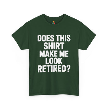 TEEZOCA green “Make me look retired” humorous graphic T-shirt displayed.
