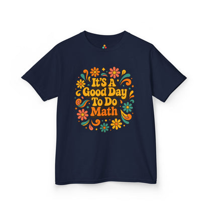 TEEZOCA groovy flower math graphic Kids tee It’s A Good Day To Do Math Retro Floral Kids T-shirt | TEEZOCA 