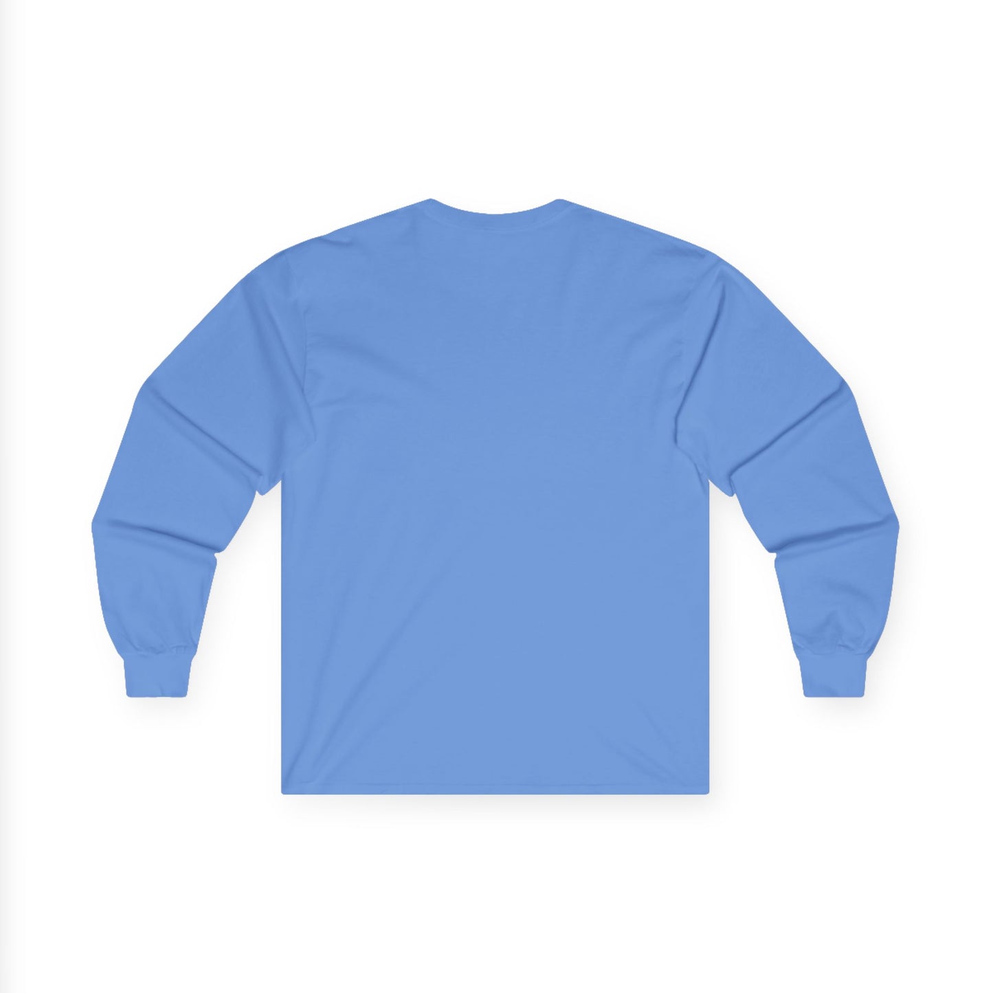 TEEZOCA grow through what you go through floral design on unisex long-sleeve t-shirt Blue long-sleeve shirt on a white background