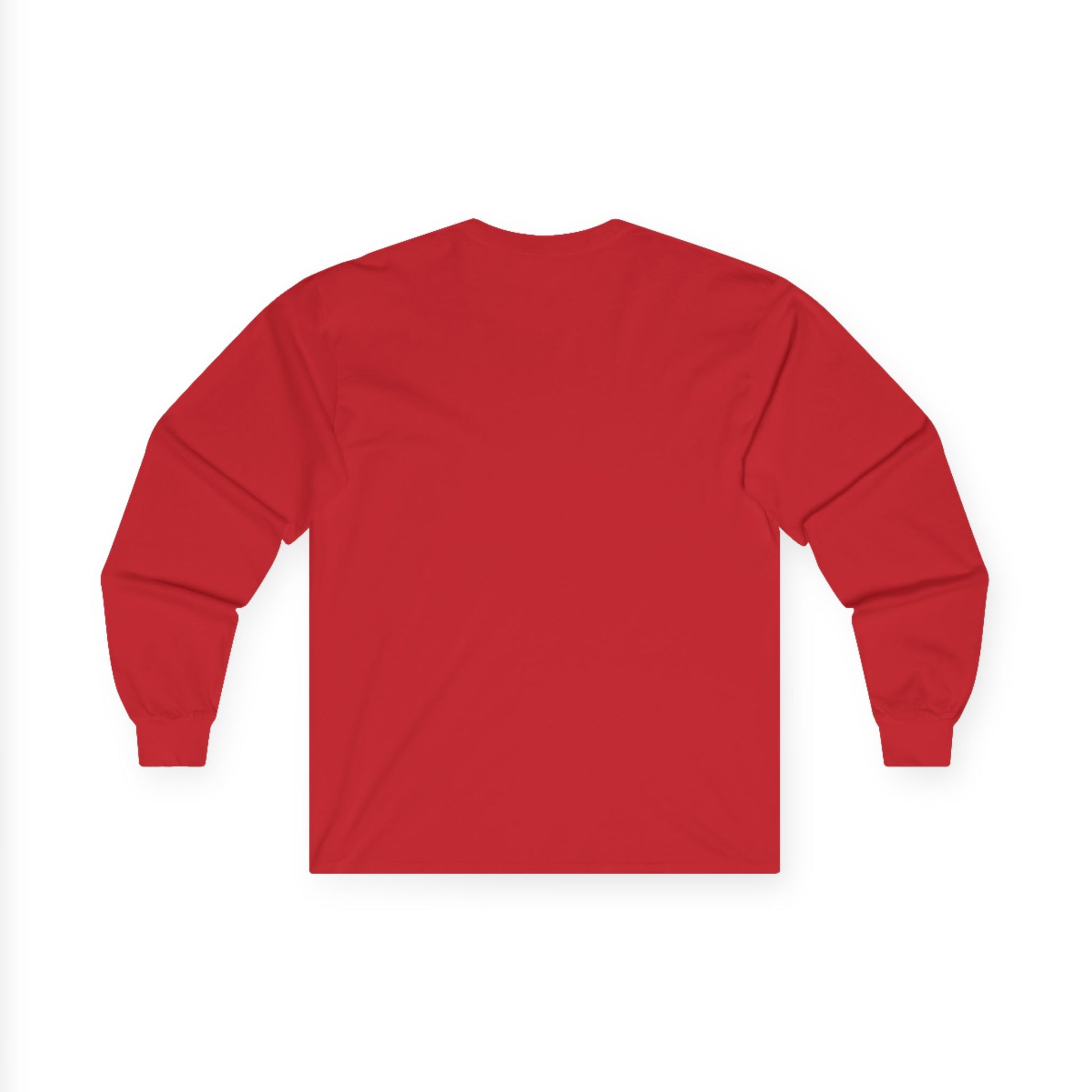 TEEZOCA grow wild girl typography and flowers on unisex long-sleeve t-shirt Red long-sleeve shirt on a white background
