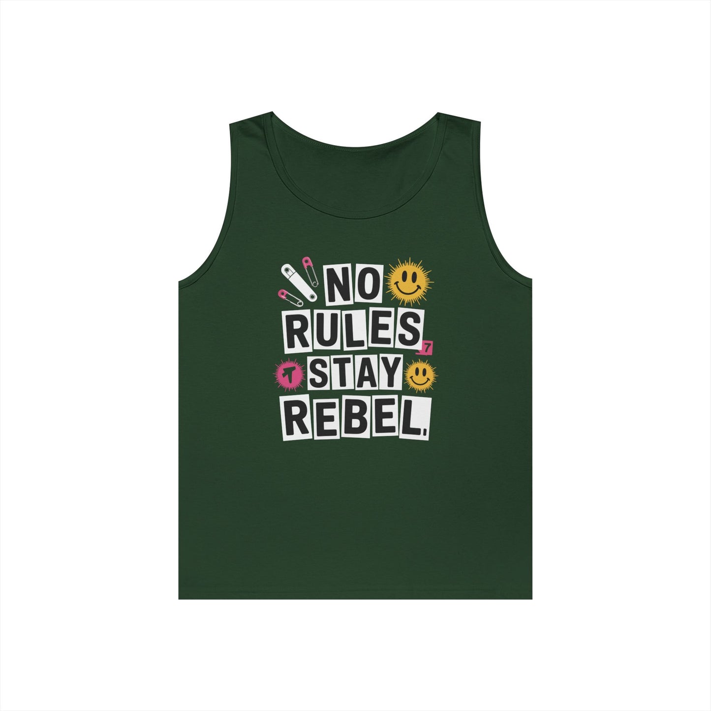 No Rules Stay Rebel Punk Collage Statement Unisex Tank Top Streetwear | TEEZOCA 