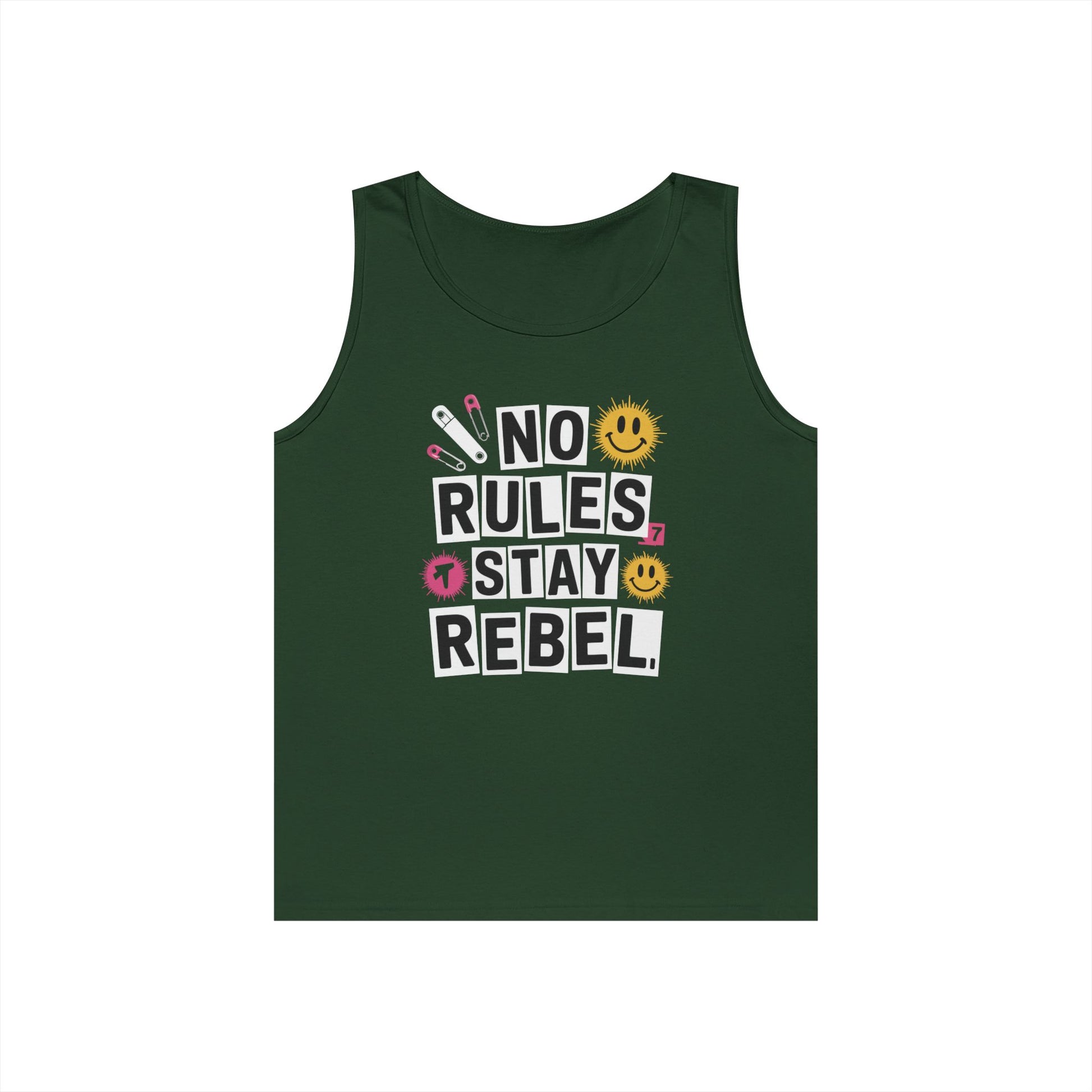 No Rules Stay Rebel Punk Collage Statement Unisex Tank Top Streetwear | TEEZOCA 