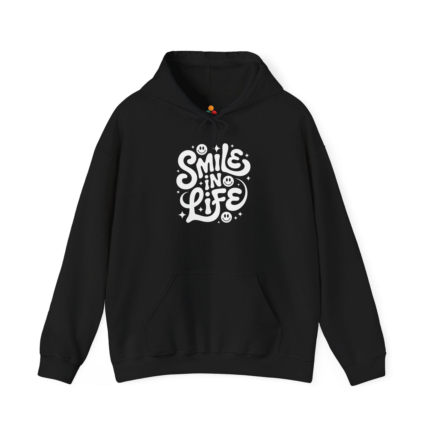 TEEZOCA happy smile typography Unisex Heavy Blend Hoodie streetwear vibe - Smile In Life Positive Typography Unisex Heavy Blend Hoodie | TEEZOCA 