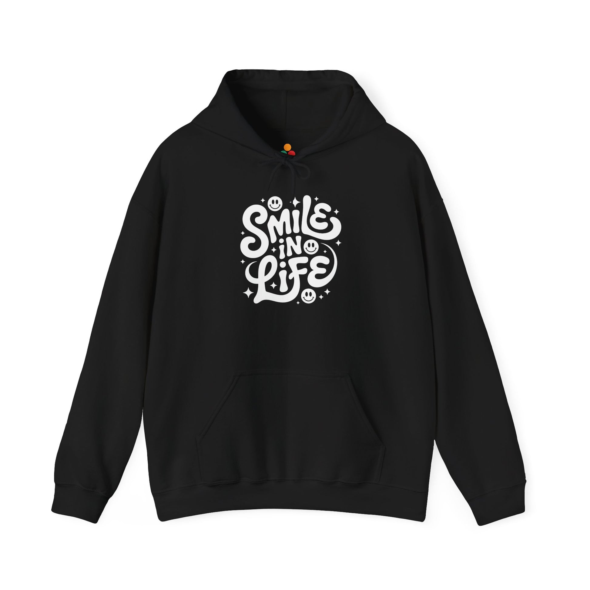 TEEZOCA happy smile typography Unisex Heavy Blend Hoodie streetwear vibe - Smile In Life Positive Typography Unisex Heavy Blend Hoodie | TEEZOCA 