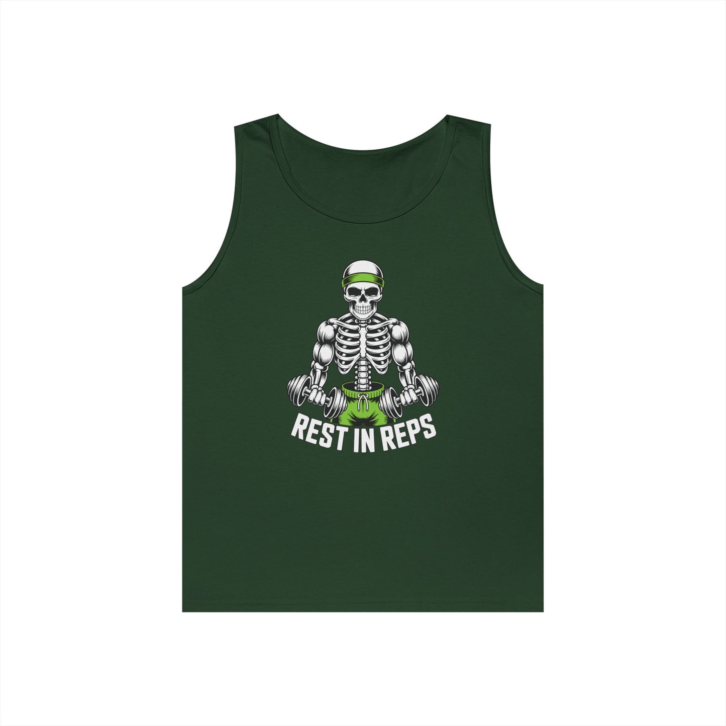 Rest In Reps Skull Gym Graphic Unisex Tank Top for Lifters and Hustlers | TEEZOCA 
