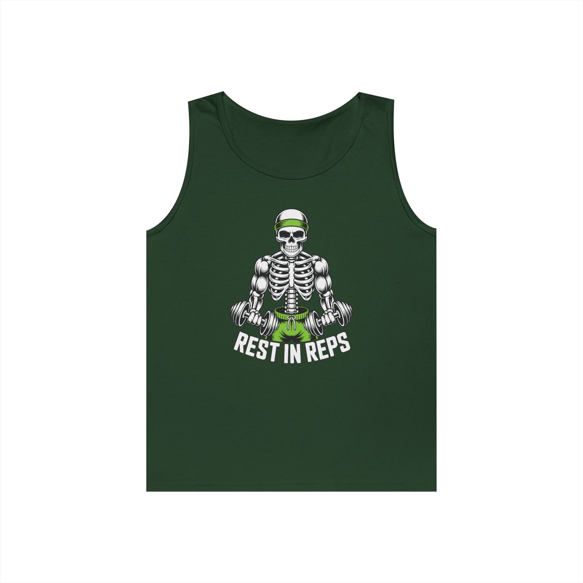 Rest In Reps Skull Gym Graphic Unisex Tank Top for Lifters and Hustlers | TEEZOCA 