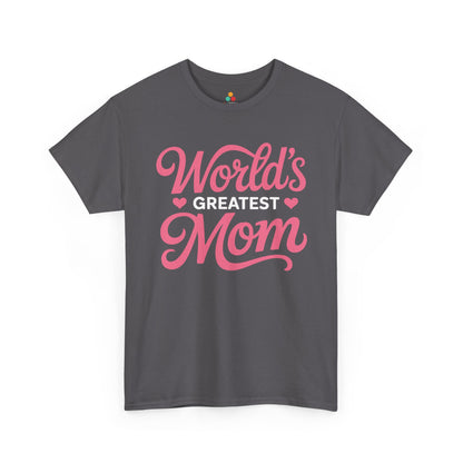 World’s Greatest Mom Women's T-shirt Mother's Day Gift Pink Script | TEEZOCA 