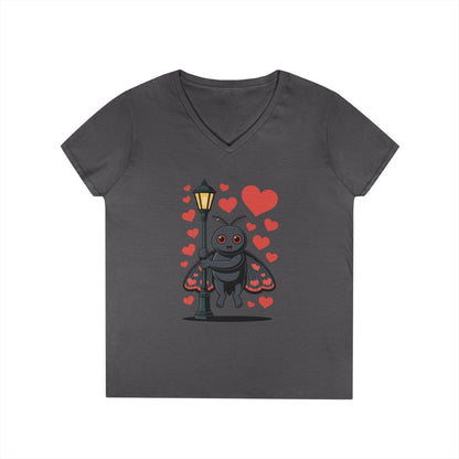 Cute Love Bug Hearts Graphic V-Neck T-Shirt for Women | TEEZOCA 