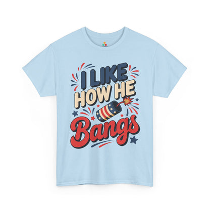 TEEZOCA his and her fourth of july shirts t-shirt design with flirty fireworks joke and clean red white and blue styling.
