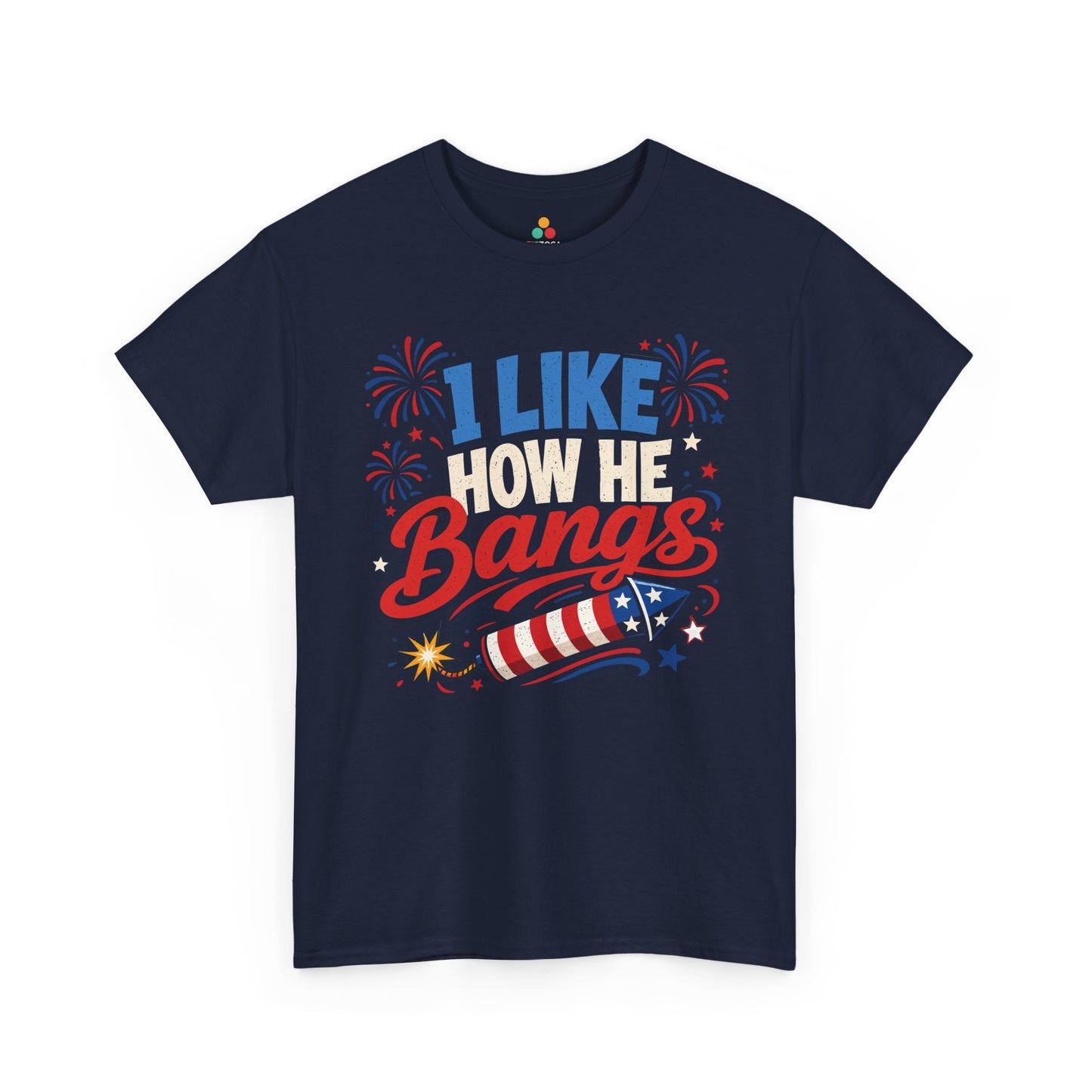 TEEZOCA his and hers 4th of july shirts t-shirt design with flirty fireworks joke and bright red white and blue details.
