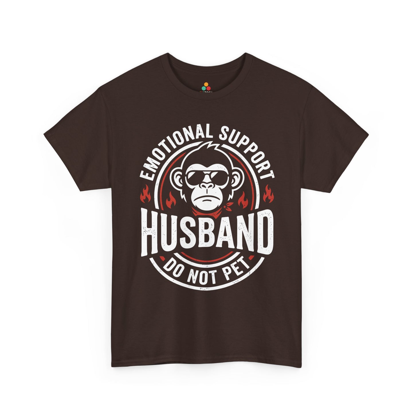 Emotional Support Husband Funny Monkey Unisex T-shirt Humor Gift | TEEZOCA 