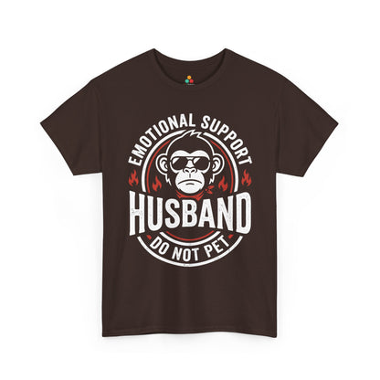 Emotional Support Husband Funny Monkey Unisex T-shirt Humor Gift | TEEZOCA 