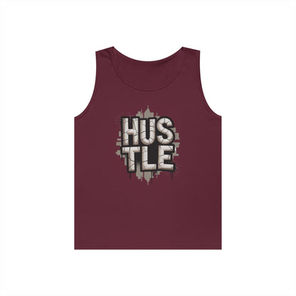 HUSTLE Cracked Street Typography Skyline Unisex Tank Top for Grind Mode | TEEZOCA 