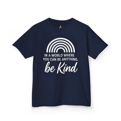 TEEZOCA in a world be kind positivity Kids T-shirt Be Kind Rainbow Orange Unity Day Anti-Bullying Kids T-shirt | TEEZOCA 