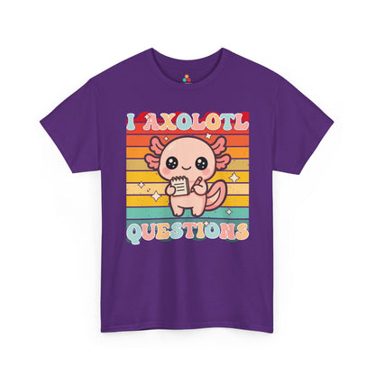 TEEZOCA kawaii axolotl holding notebook Unisex T-shirt design I Axolotl Questions Retro Cute Kawaii Axolotl Unisex T-shirt | TEEZOCA 