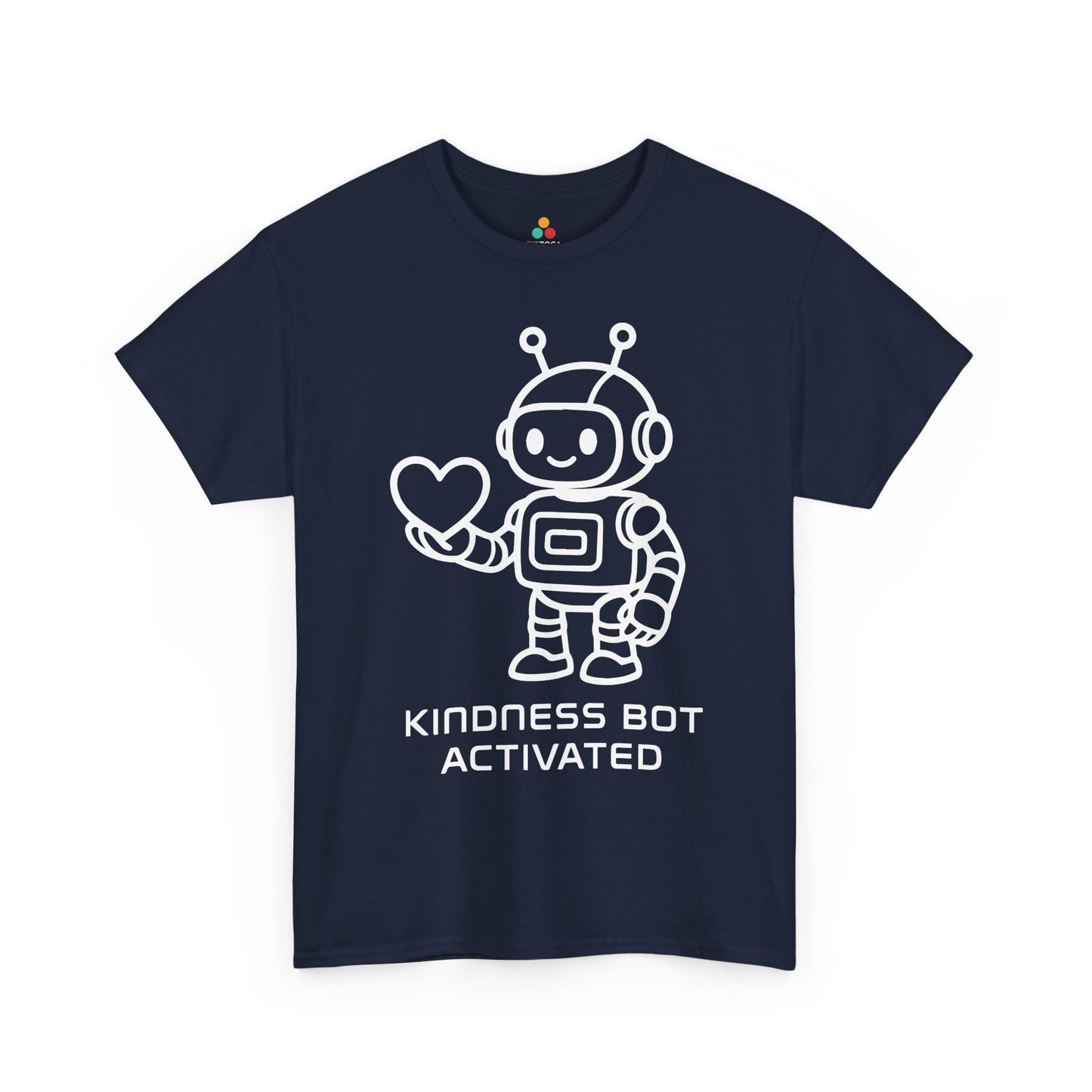TEEZOCA kindness message Unisex T-shirt cute robot holding heart Kindness Bot Activated Unisex T-Shirt | Unity Day Kindness Message Tee | TEEZOCA 