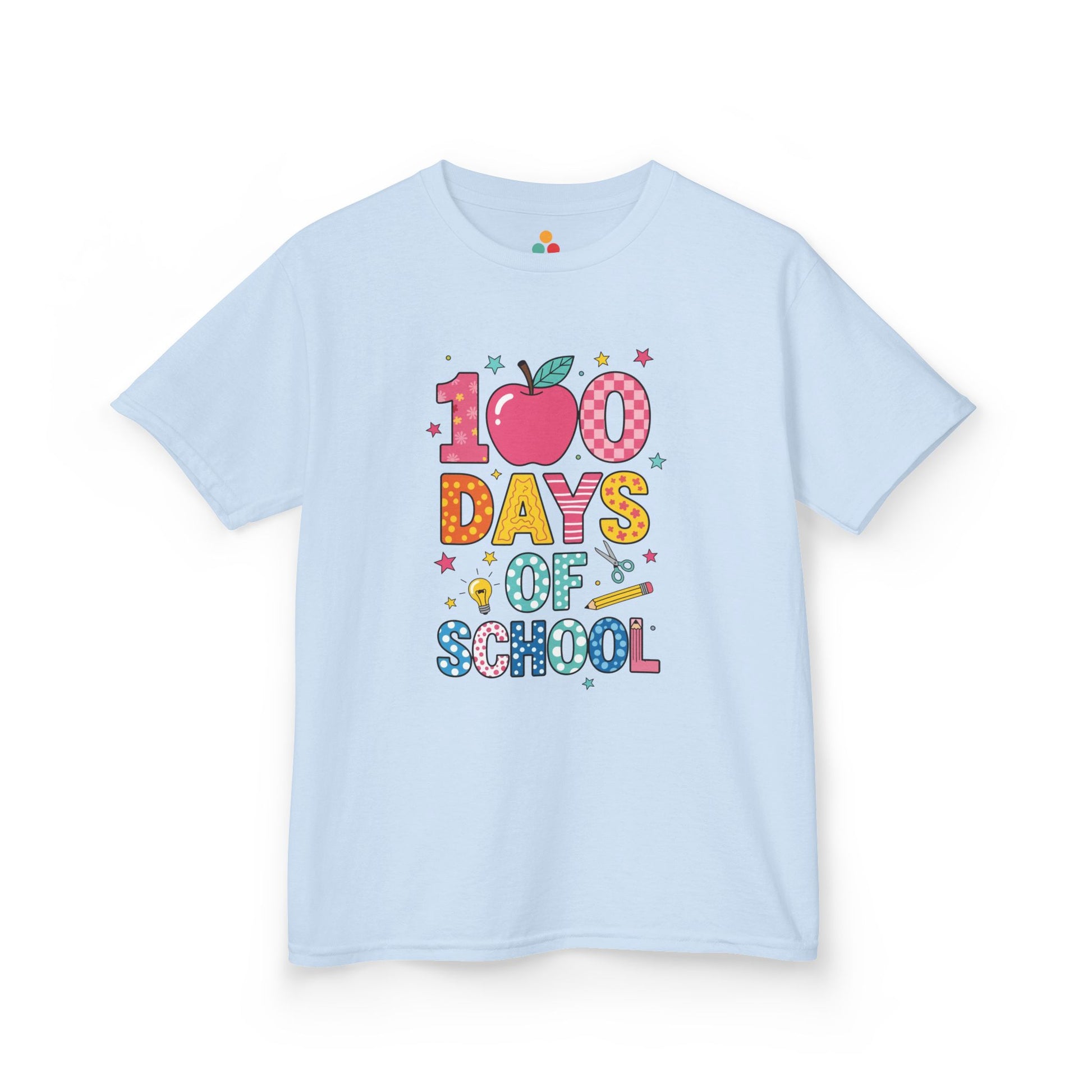 TEEZOCA light blue 100 Days school celebration tee For kids students boys girls 