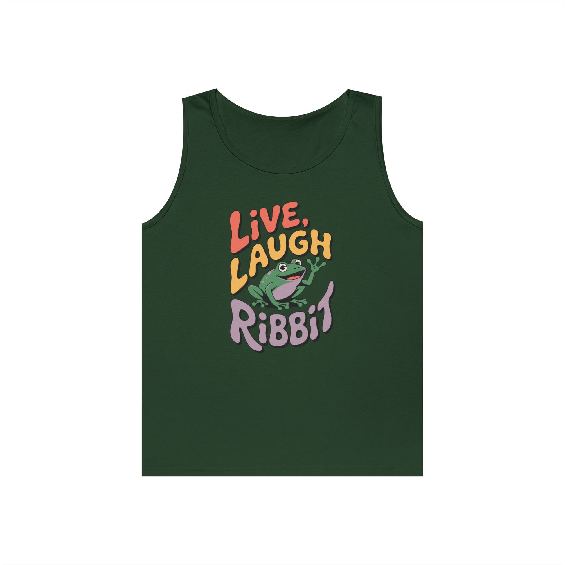 TEEZOCA lighthearted Unisex Tank Top for casual and summer wear Live Laugh Ribbit Unisex Tank Top for Fun Humor and Playful Streetwear | TEEZOCA 