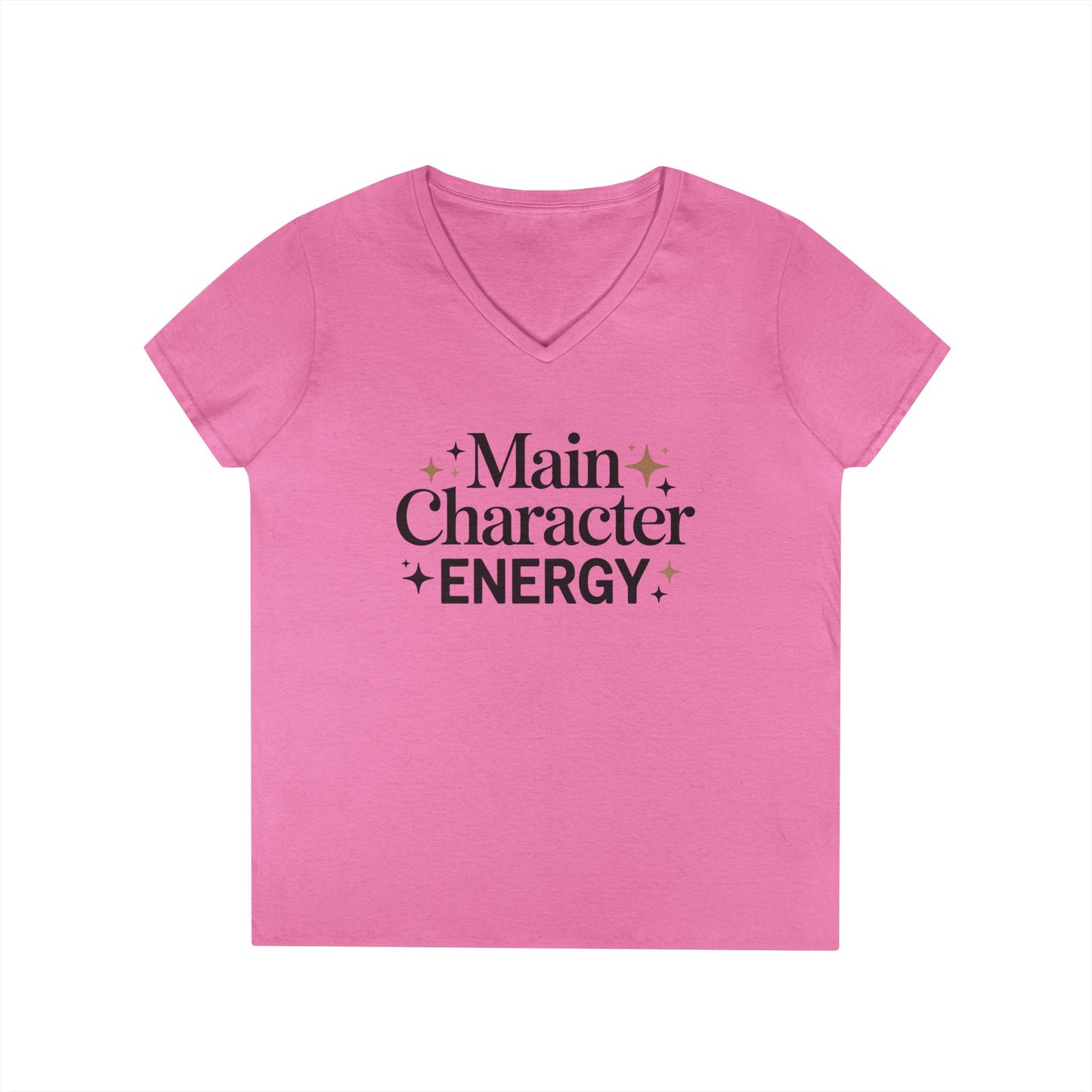 Main Character Energy Minimal Quote V-Neck T-Shirt for Women | TEEZOCA 