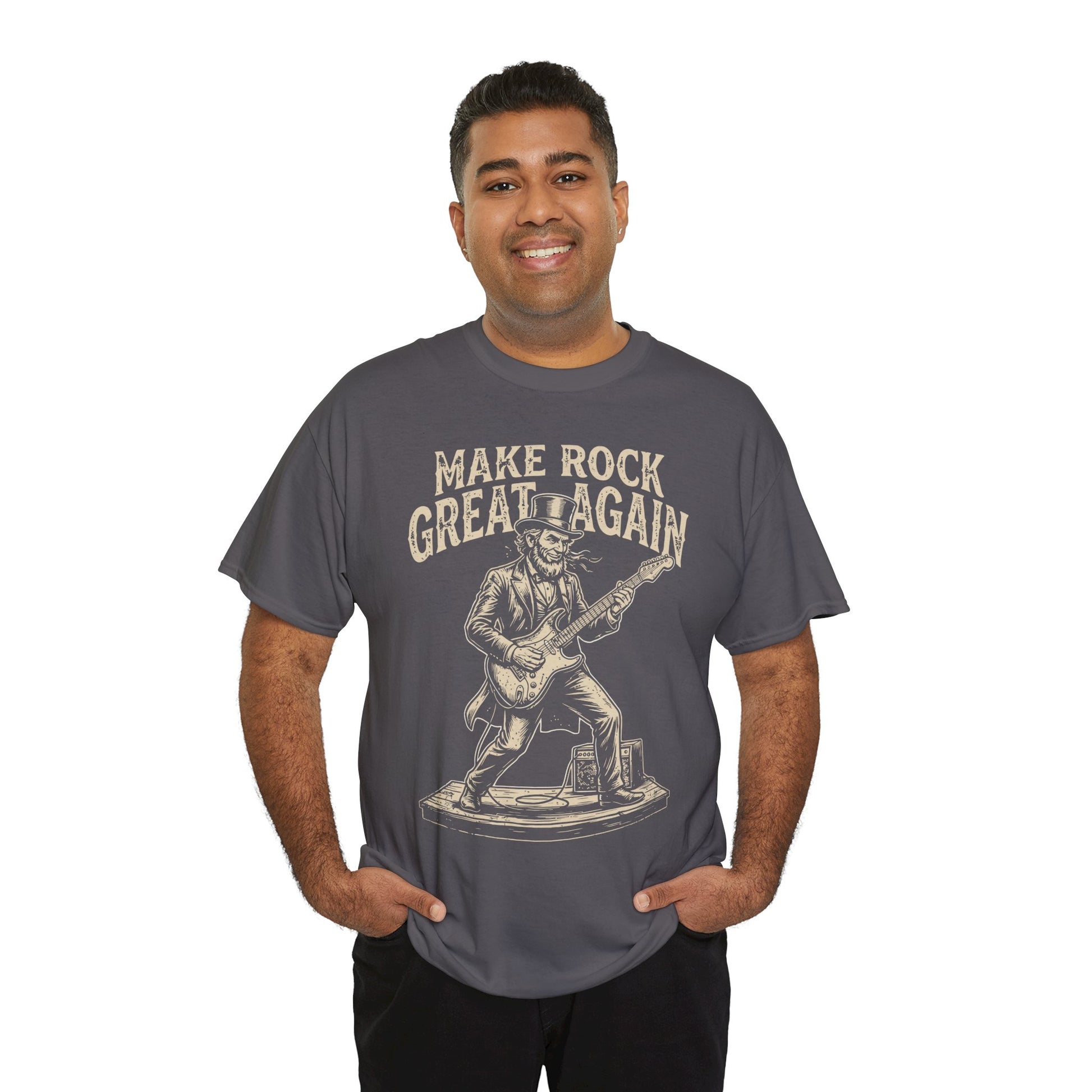 Make Rock Great Again Guitar Vintage Unisex T-shirt Abraham Lincoln | TEEZOCA 
