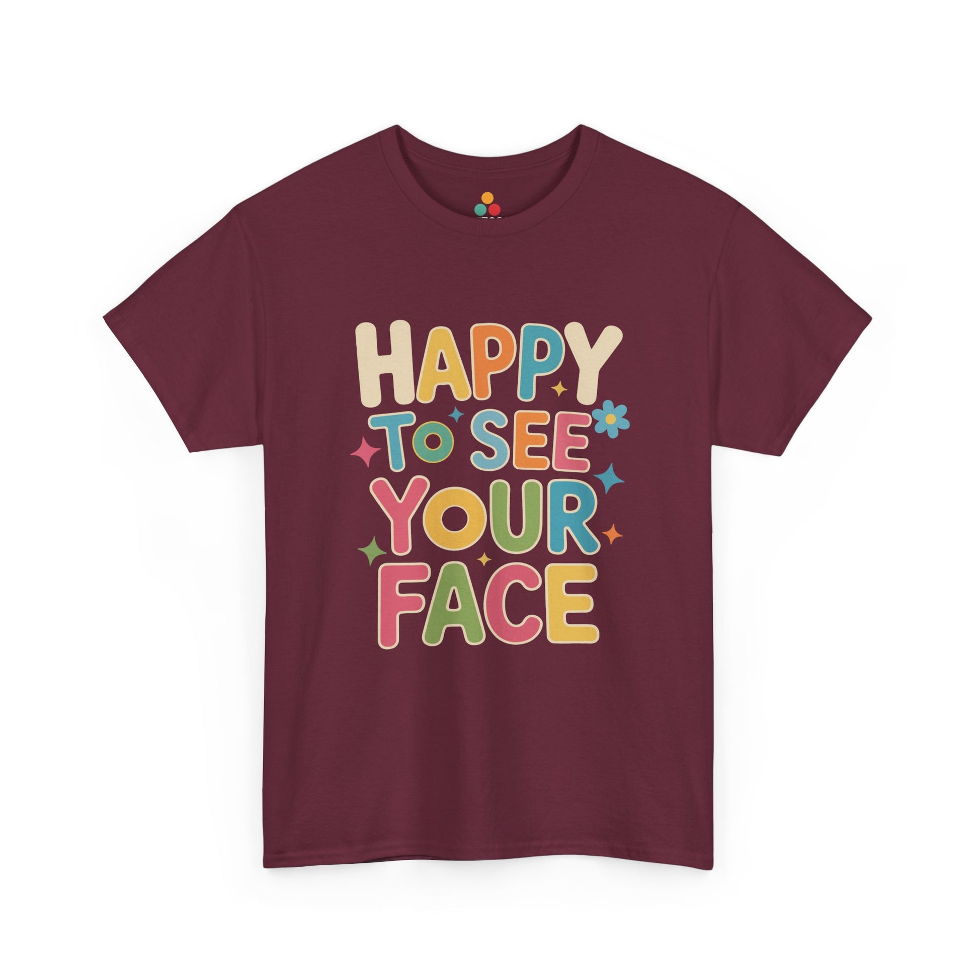 TEEZOCA maroon cute teacher graphic tee displayed flat.