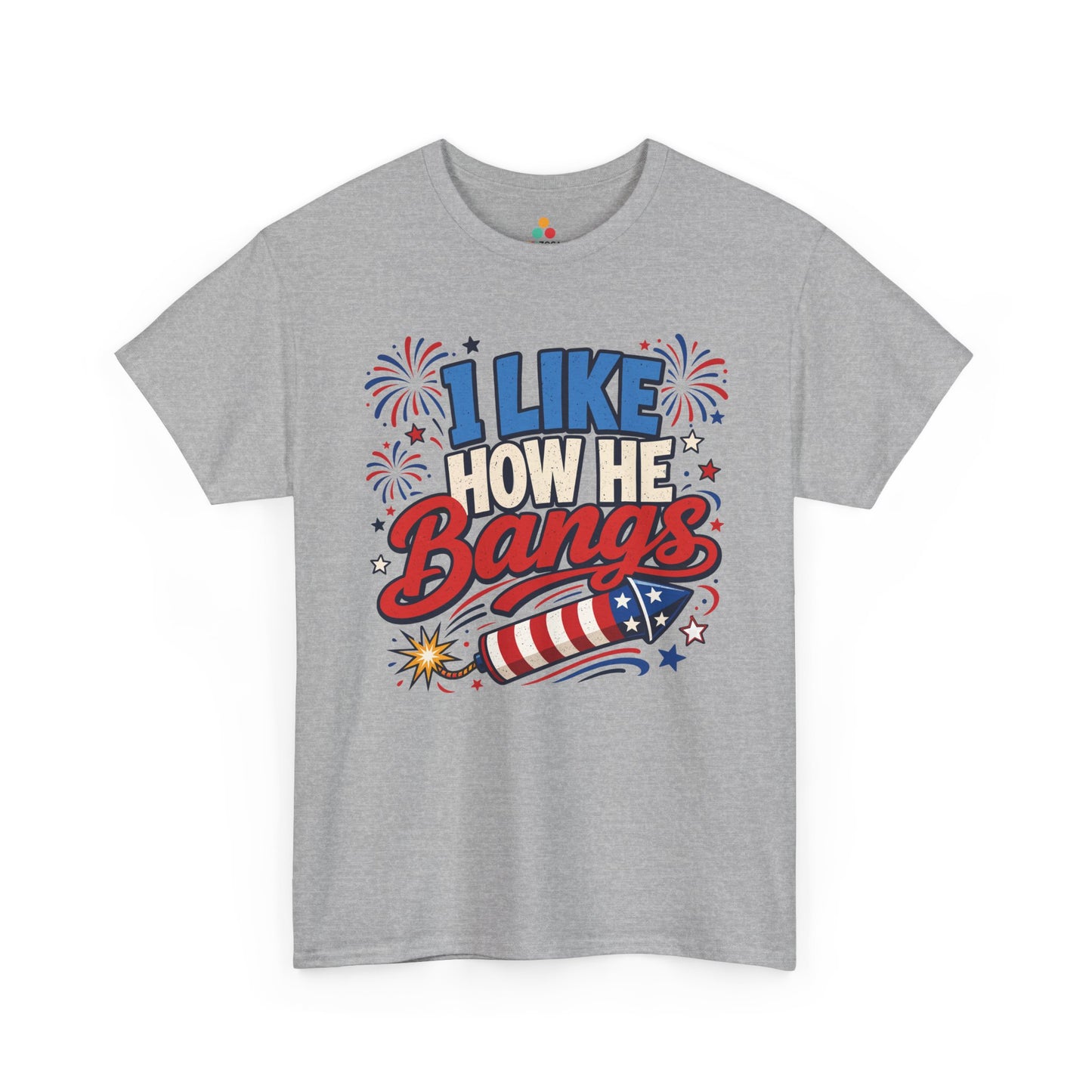 TEEZOCA matching 4th of july shirts t-shirt design with cheeky fireworks humor, patriotic stars, and bold Bangs script.
