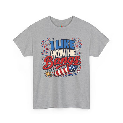 TEEZOCA matching 4th of july shirts t-shirt design with cheeky fireworks humor, patriotic stars, and bold Bangs script.
