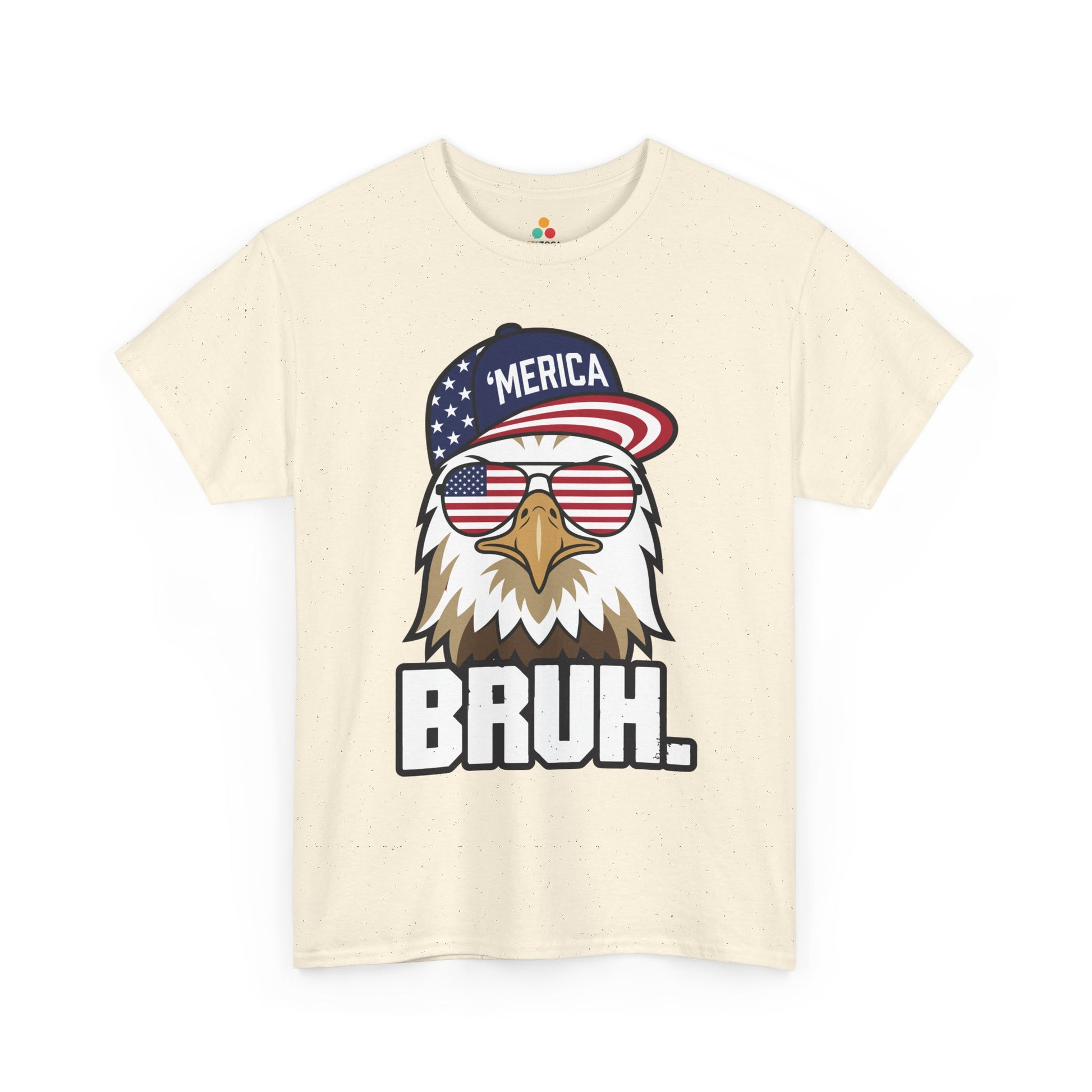 TEEZOCA merica shirt design with funny eagle ivory shirt artwork, snapback cap, and red white blue patriotic attitude.