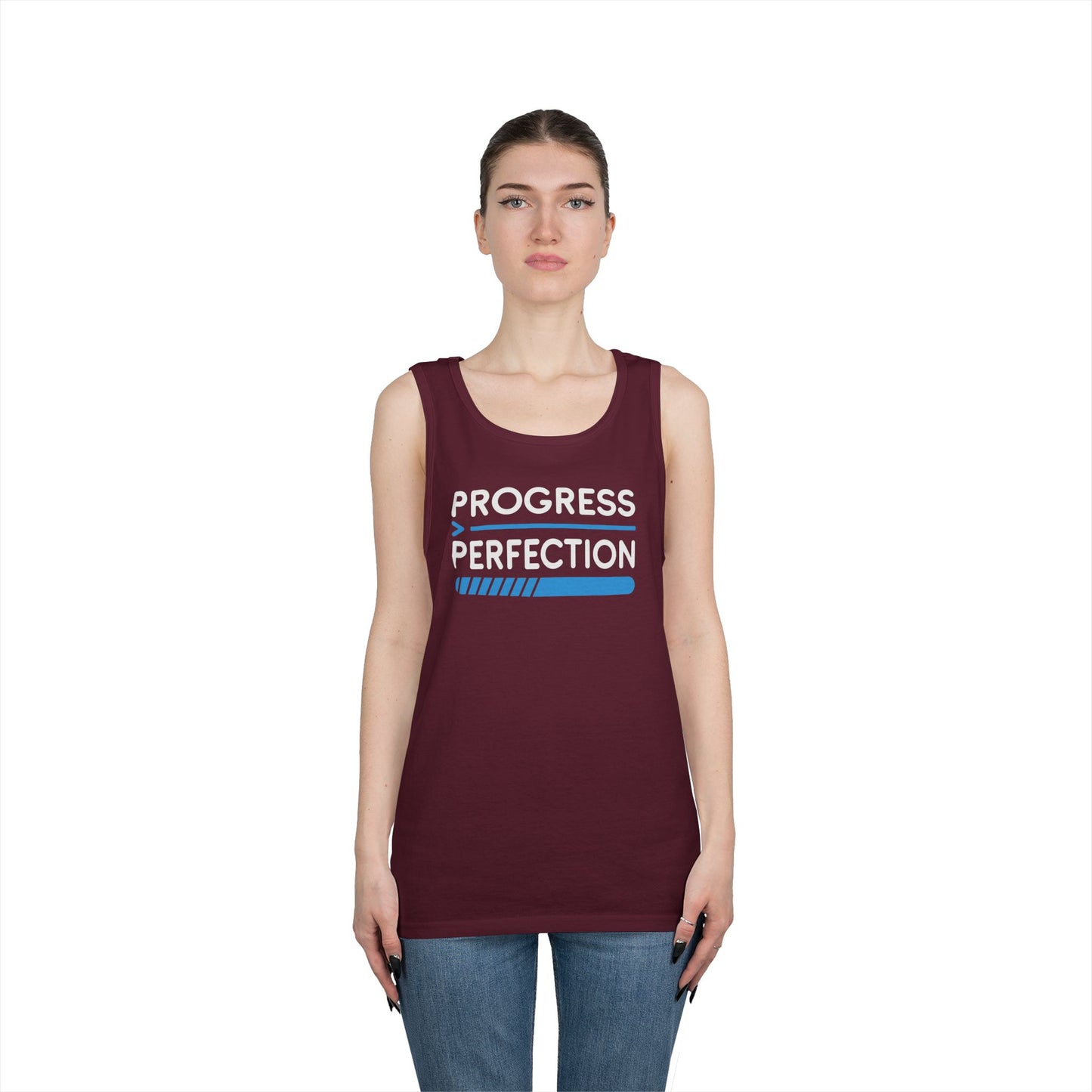 Progress Over Perfection Unisex Tank Top for Motivation and Everyday Streetwear | TEEZOCA 