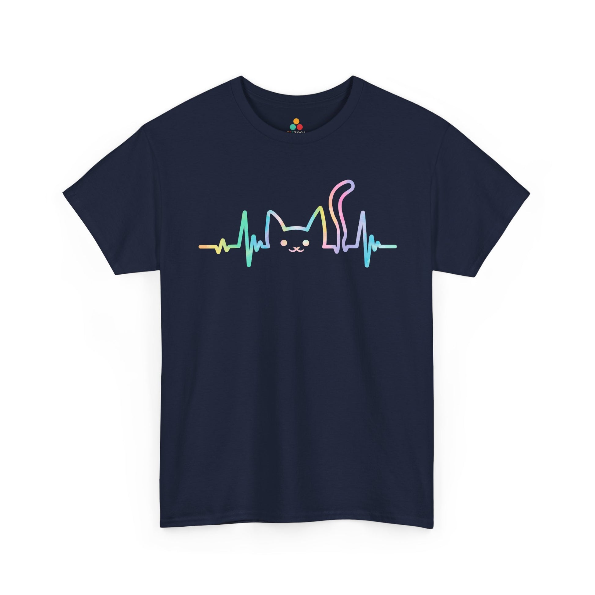 Cat Heartbeat Line Unisex T-shirt Cute Pet Lover Graphic | TEEZOCA 