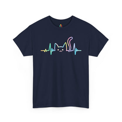 Cat Heartbeat Line Unisex T-shirt Cute Pet Lover Graphic | TEEZOCA 