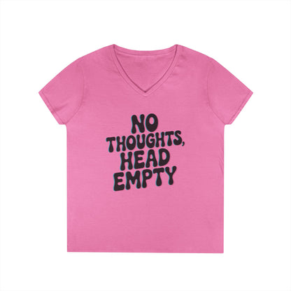No Thoughts Head Empty Aesthetic Statement V-Neck T-Shirt for Women | TEEZOCA 