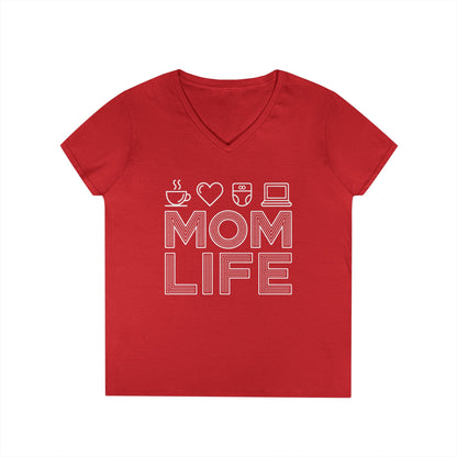 Mom Life Icons V-Neck T-Shirt for Busy Moms with Style & Attitude | TEEZOCA 