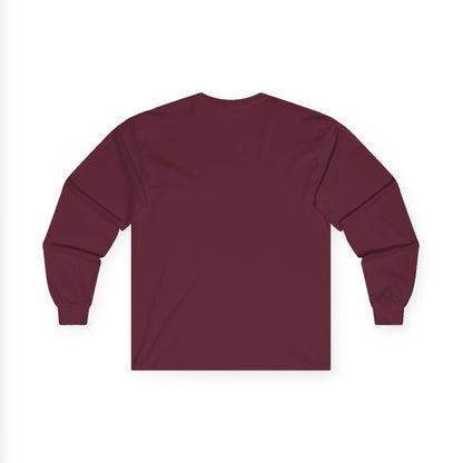 TEEZOCA minimalist wolf design purpose-driven long-sleeve tee Maroon long-sleeve shirt on a white background