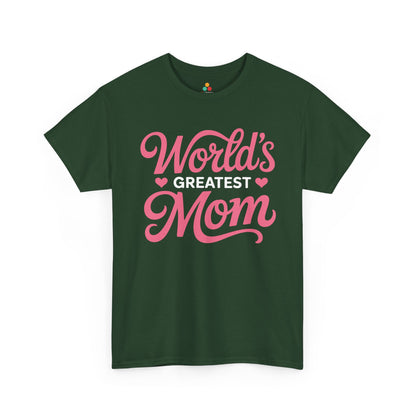 World’s Greatest Mom Women's T-shirt Mother's Day Gift Pink Script | TEEZOCA 