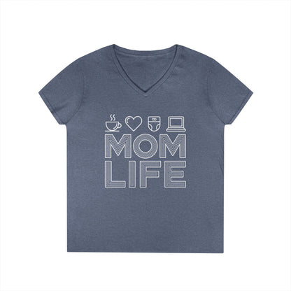 Mom Life Icons V-Neck T-Shirt for Busy Moms with Style & Attitude | TEEZOCA 