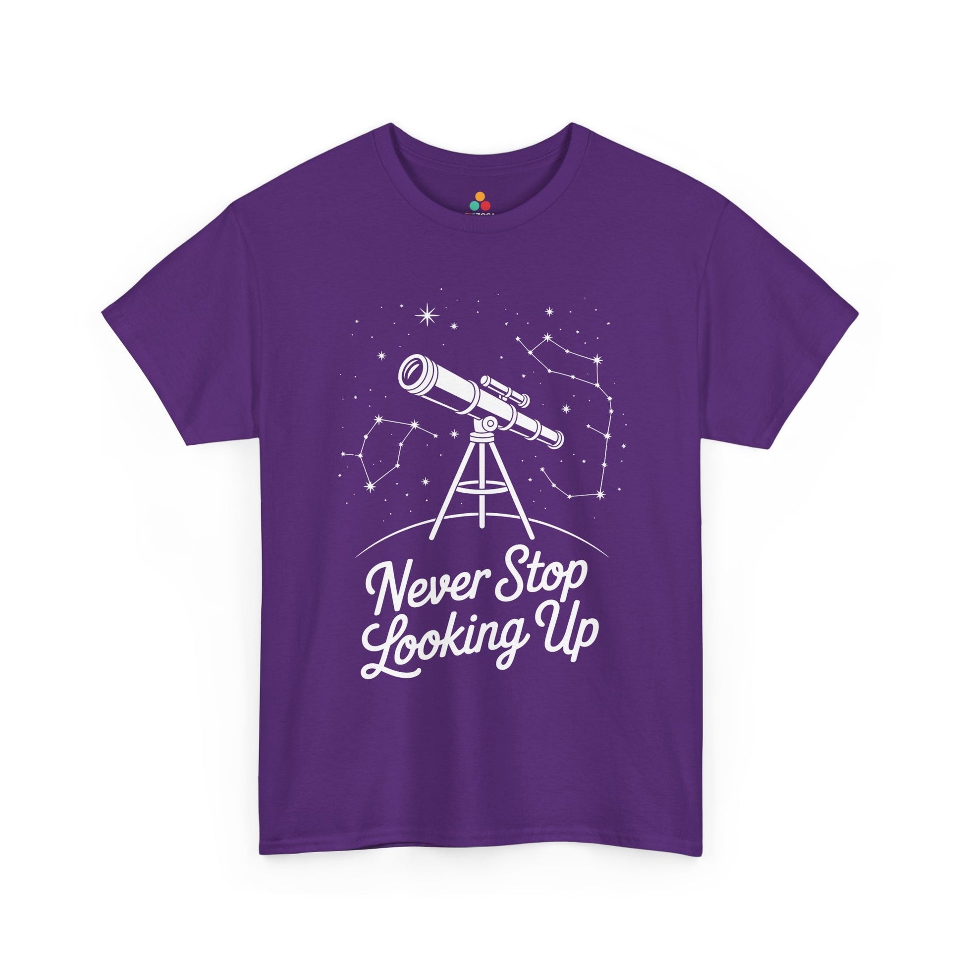 Never Stop Looking Up Telescope Unisex T-shirt | TEEZOCA 