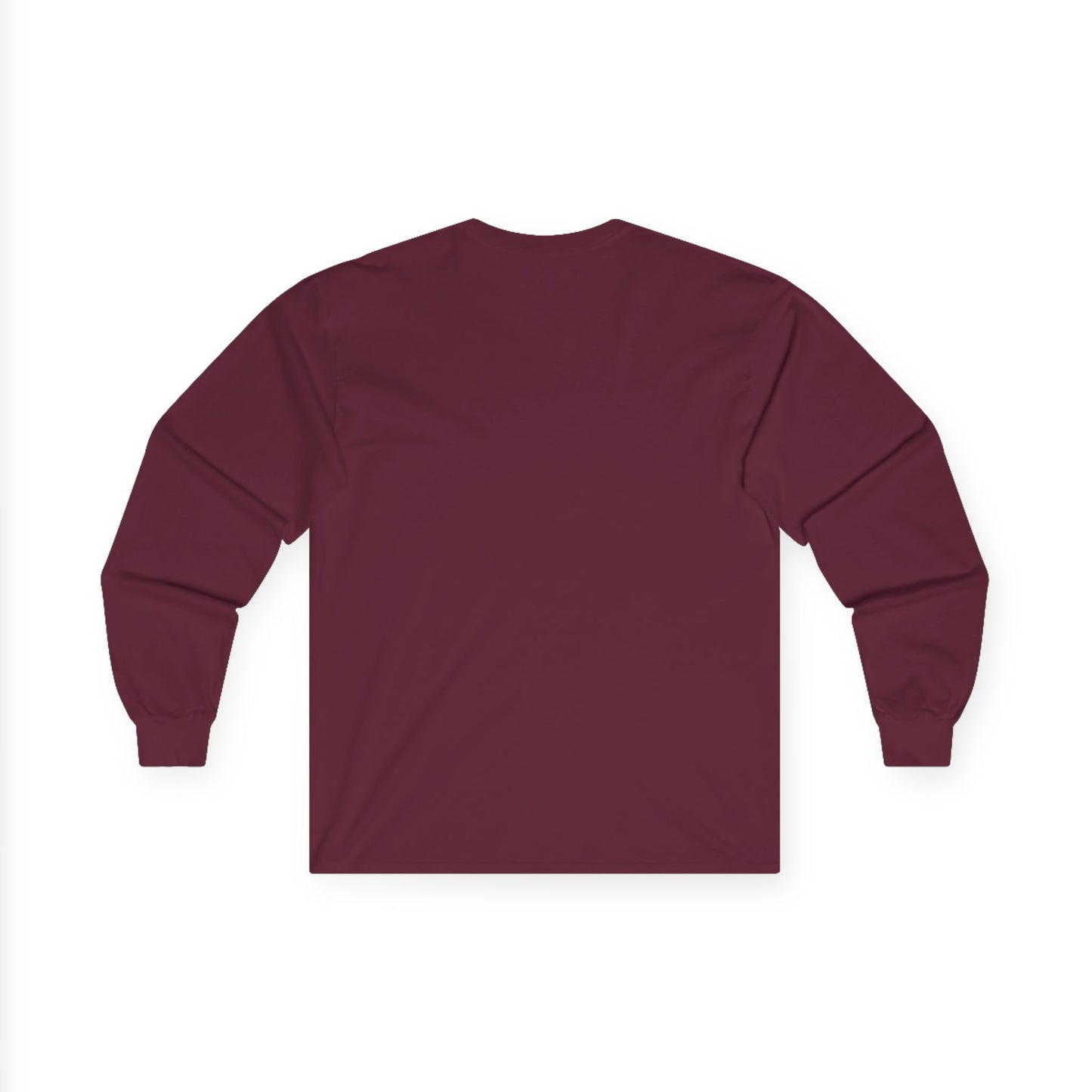 TEEZOCA nature-inspired muse artwork on unisex long-sleeve t-shirt Maroon long-sleeve shirt on a white background