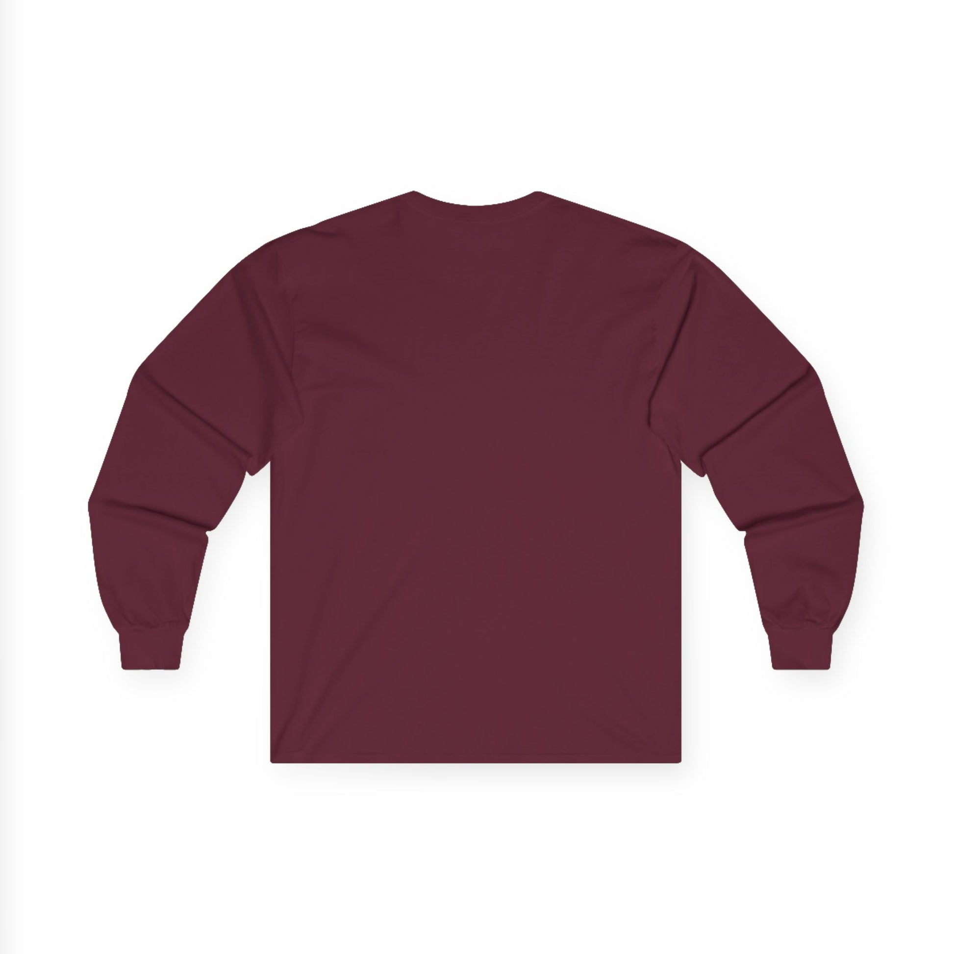 TEEZOCA nature-inspired muse artwork on unisex long-sleeve t-shirt Maroon long-sleeve shirt on a white background