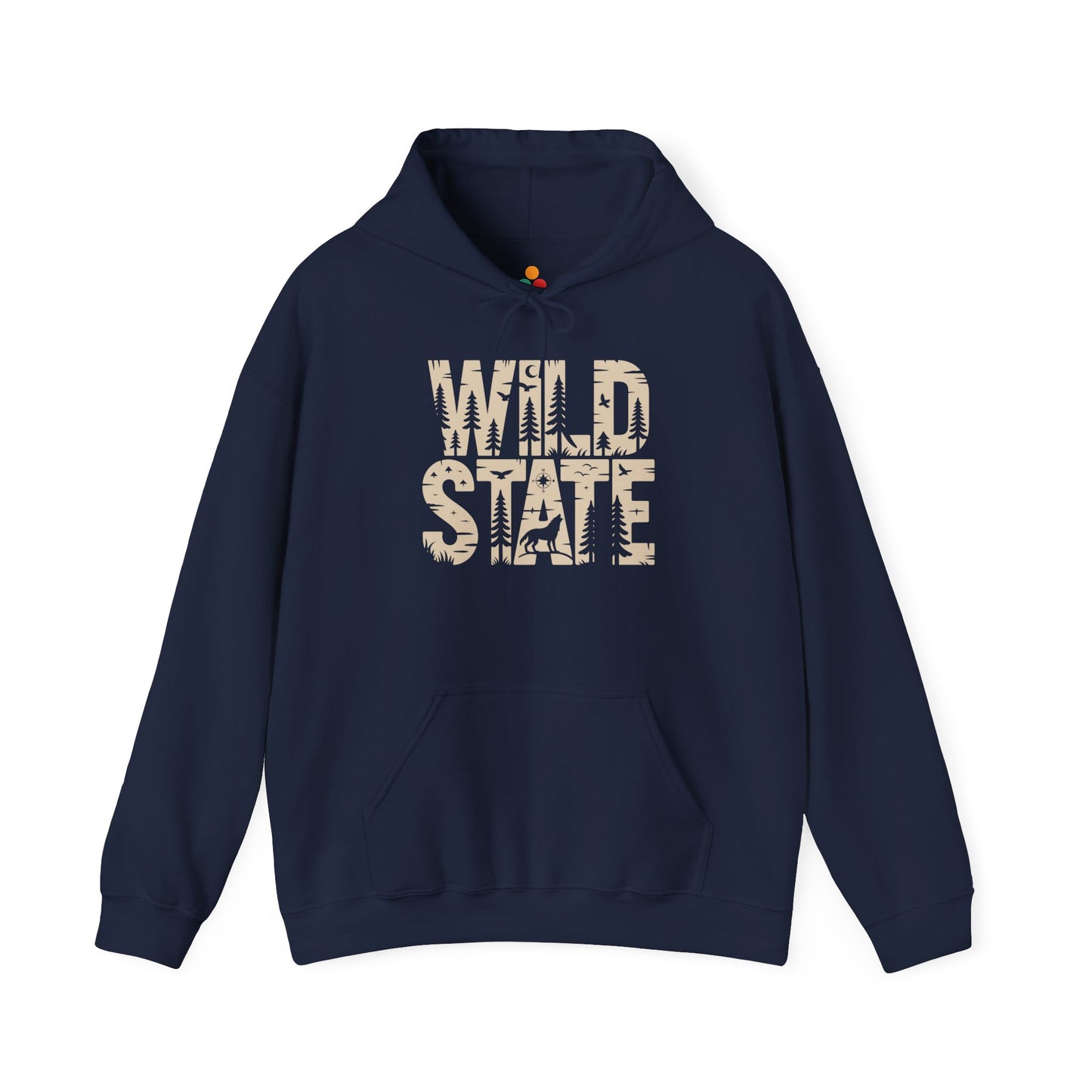 TEEZOCA nature typography wild state Unisex Heavy Blend Hoodie