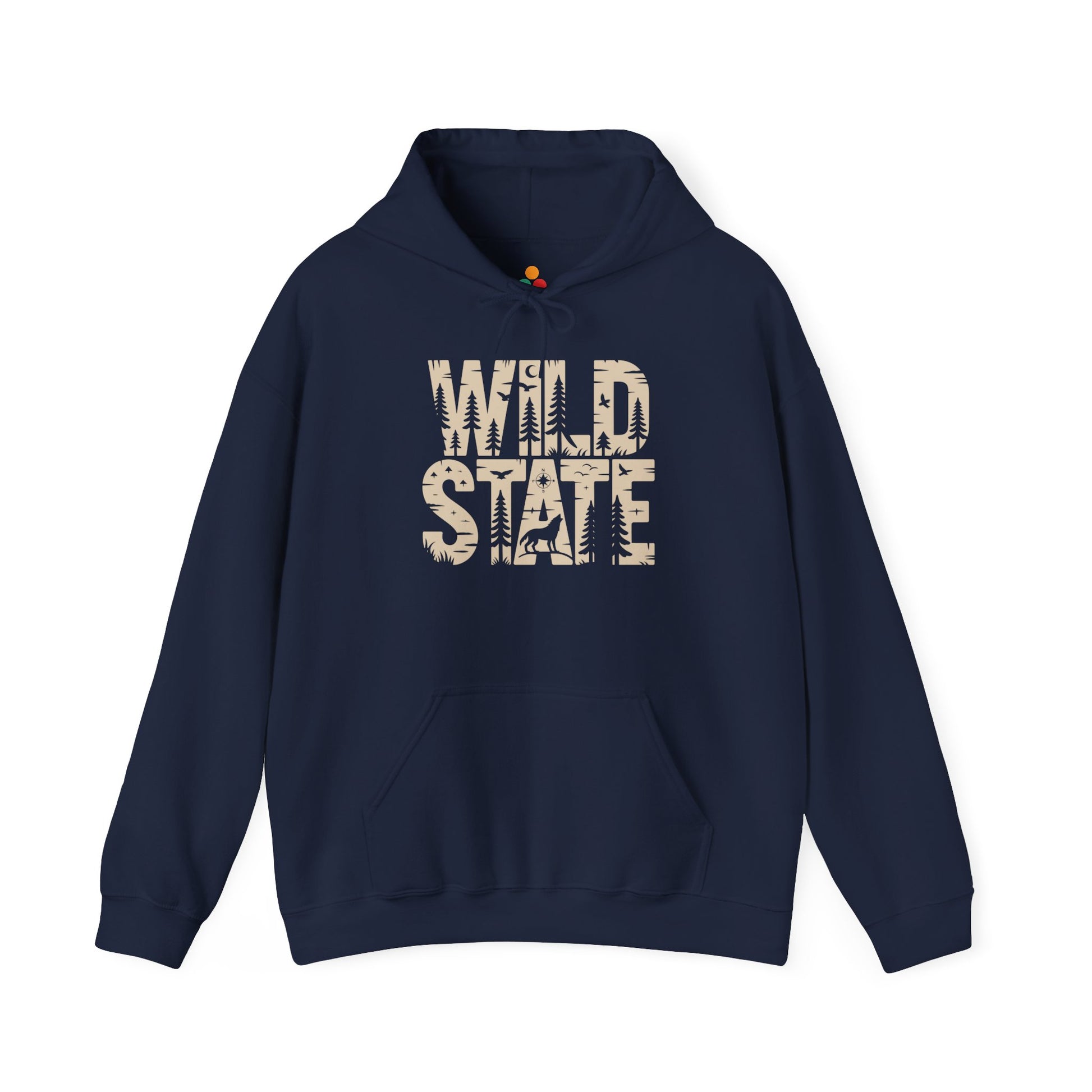 TEEZOCA nature typography wild state Unisex Heavy Blend Hoodie