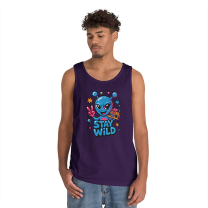 Stay Wild Alien Boombox Street Art Unisex Tank Top for Summer Vibes | TEEZOCA 